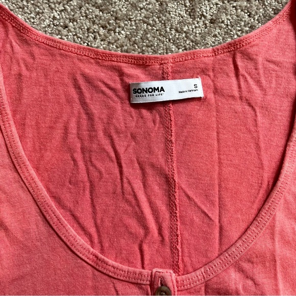 Sonoma Coral Button-Front Scoop Tank - Picture 2 of 3